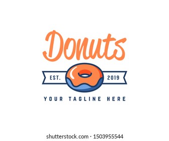Donuts logo design. Vintage logo vector. Retro logo badge