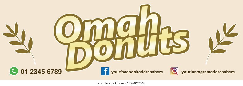 Donuts Logo gradient color style, with social media address, landscape banner sample.