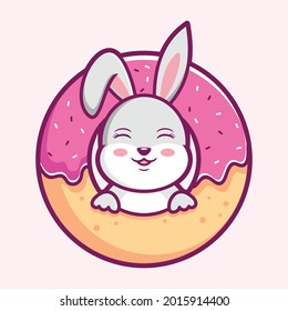Donuts logo template, Rabbit in a donuts logo vector