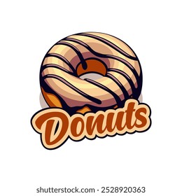 Donuts logo vector with white chocolate sauce