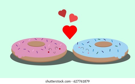 Donuts in love vector illustration
