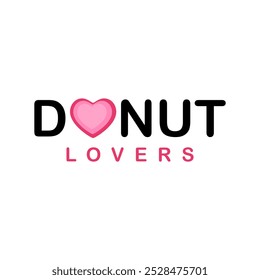 Donuts lovers logo vector illustration template