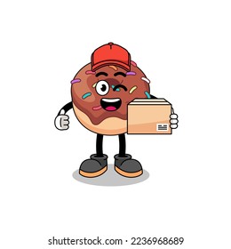 donuts mascot cartoon as an courier , character design