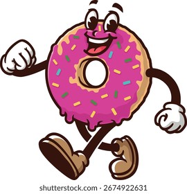 Donuts mascot cartoon is walking