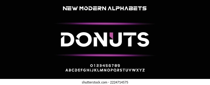 DONUTS Modern Bold Font. Regular Italic Number Typography urban style alphabet fonts for fashion, sport, technology, digital, movie, logo design, vector illustration