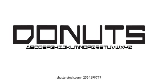 Donuts, modern letter font and tech typeface. Minimal Alphabet set. Creative fonts Logo design for Business.

