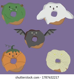 donuts monsters mummy bat halloween