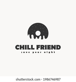 donuts in night,evening snacks to accompany you, logo design