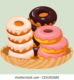 donuts on a plate on a green background