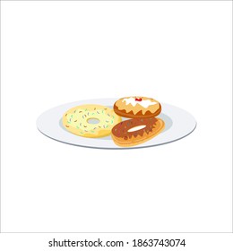 Donuts auf der Platte, Vektorgrafik