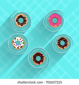 Donuts on skyblue background.
