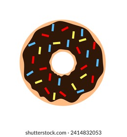 Donuts on a white background. Cute, colorful and shiny donuts with chocolate and colorful powder. Simple modern design. Realistic vector illustration. suitable for designing your food menu