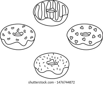 Donuts with outline design. vector illustration