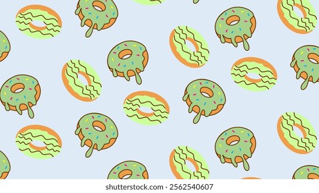 Donuts pattern background. Donuts illustration pattern. Donuts background. Perfect for fabrics, print, textile, wallpaper, and decor. SSTKbackgrounds 