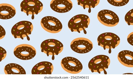 Donuts pattern background. Donuts illustration pattern. Donuts background. Perfect for fabrics, print, textile, wallpaper, and decor. SSTKbackgrounds 