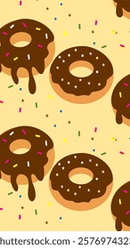 Donuts pattern background. Donuts illustration pattern. Donuts background. Perfect for fabric, textile, wallpaper, decor, illustration, print, packaging of products. SSTKbackgrounds