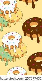 Donuts pattern background. Donuts illustration pattern. Donuts background. Perfect for fabric, textile, wallpaper, decor, illustration, print, packaging of products. SSTKbackgrounds