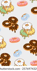 Donuts pattern background. Donuts illustration pattern. Donuts background. Perfect for fabric, textile, wallpaper, decor, illustration, print, packaging of products. SSTKbackgrounds