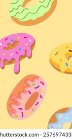 Donuts pattern background. Donuts illustration pattern. Donuts background. Perfect for fabric, textile, wallpaper, decor, illustration, print, packaging of products. SSTKbackgrounds