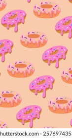 Donuts pattern background. Donuts illustration pattern. Donuts background. Perfect for fabric, textile, wallpaper, decor, illustration, print, packaging of products. SSTKbackgrounds