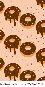 Donuts pattern background. Donuts illustration pattern. Donuts background. Perfect for fabric, textile, wallpaper, decor, illustration, print, packaging of products. SSTKbackgrounds