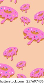 Donuts pattern background. Donuts illustration pattern. Donuts background. Perfect for fabric, textile, wallpaper, decor, illustration, print, packaging of products. SSTKbackgrounds