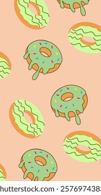 Donuts pattern background. Donuts illustration pattern. Donuts background. Perfect for fabric, textile, wallpaper, decor, illustration, print, packaging of products. SSTKbackgrounds