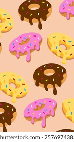 Donuts pattern background. Donuts illustration pattern. Donuts background. Perfect for fabric, textile, wallpaper, decor, illustration, print, packaging of products. SSTKbackgrounds