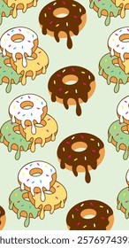 Donuts pattern background. Donuts illustration pattern. Donuts background. Perfect for fabric, textile, wallpaper, decor, illustration, print, packaging of products. SSTKbackgrounds