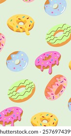 Donuts pattern background. Donuts illustration pattern. Donuts background. Perfect for fabric, textile, wallpaper, decor, illustration, print, packaging of products. SSTKbackgrounds