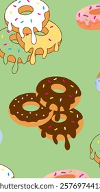 Donuts pattern background. Donuts illustration pattern. Donuts background. Perfect for fabric, textile, wallpaper, decor, illustration, print, packaging of products. SSTKbackgrounds