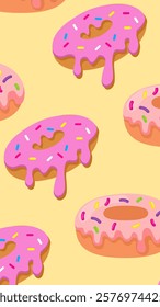 Donuts pattern background. Donuts illustration pattern. Donuts background. Perfect for fabric, textile, wallpaper, decor, illustration, print, packaging of products. SSTKbackgrounds