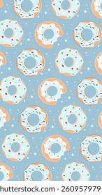Donuts pattern background. Donuts illustration pattern. Donuts background. Perfect for fabrics, print, textile, wallpaper, and decor. SSTKbackgrounds 