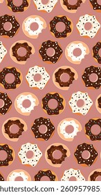 Donuts pattern background. Donuts illustration pattern. Donuts background. Perfect for fabrics, print, textile, wallpaper, and decor. SSTKbackgrounds 