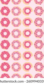 Donuts pattern background. Donuts illustration pattern. Donuts background. Perfect for fabrics, print, textile, wallpaper, and decor. SSTKbackgrounds 