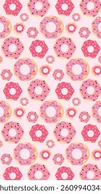 Donuts pattern background. Donuts illustration pattern. Donuts background. Perfect for fabrics, print, textile, wallpaper, and decor. SSTKbackgrounds 