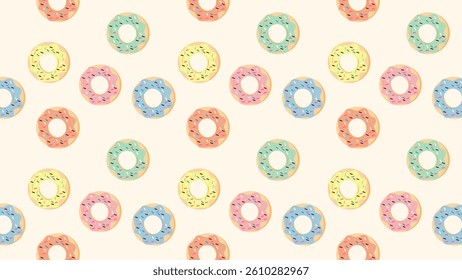 Donuts pattern background. Donuts illustration pattern. Donuts background. Perfect for fabrics, print, textile, wallpaper, and decor. SSTKbackgrounds 