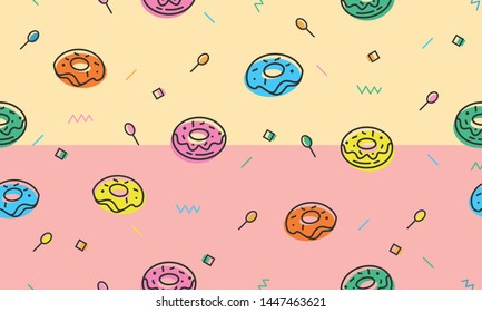 donuts pattern seamless outline style set background premium quality