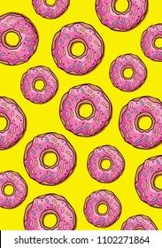 Donuts pattern vector graphic art, Go nut, Crazy trendy pattern, Pattern to love, Good vibes, Sweets to eat, Food lovers