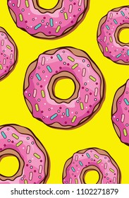 Donuts pattern vector graphic art, Go nut, Crazy trendy pattern, Pattern to love, Good vibes, Sweets to eat, Food lovers