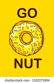 Donuts pattern vector graphic art, Go nut, Crazy trendy pattern, Pattern to love, Good vibes, Sweets to eat, Food lovers