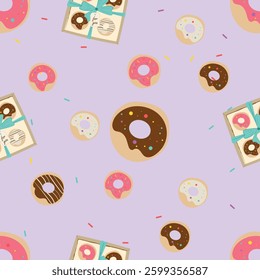 Donuts pattern. Vector image for International Donut Day. Sweets wrapper
