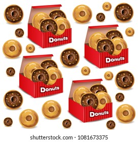 Donuts pattern Vector realistic. 3d deliclous dessert illustrations