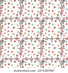 Donuts with pink, chocolate, lemon, blue mint glaze falling on white background. Splashes of colored glaze and colored sprinkles. sweet summer Seamless pattern.