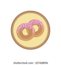donuts with pink frosting vector round flat icon