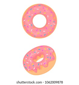 Donuts with pink glaze. Vector illustration.