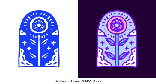 Donuts plant, illustration for logo, t-shirt, sticker, or apparel merchandise. With doodle, retro, groovy, and cartoon style.