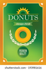 Donuts poster design in color. Vector illustration.