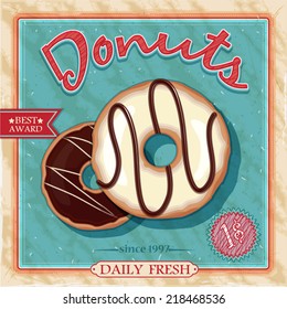 Donuts poster vintage (vector illustration)