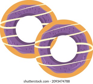 Donuts con acristalamiento morado, ilustración, vector sobre un fondo blanco.